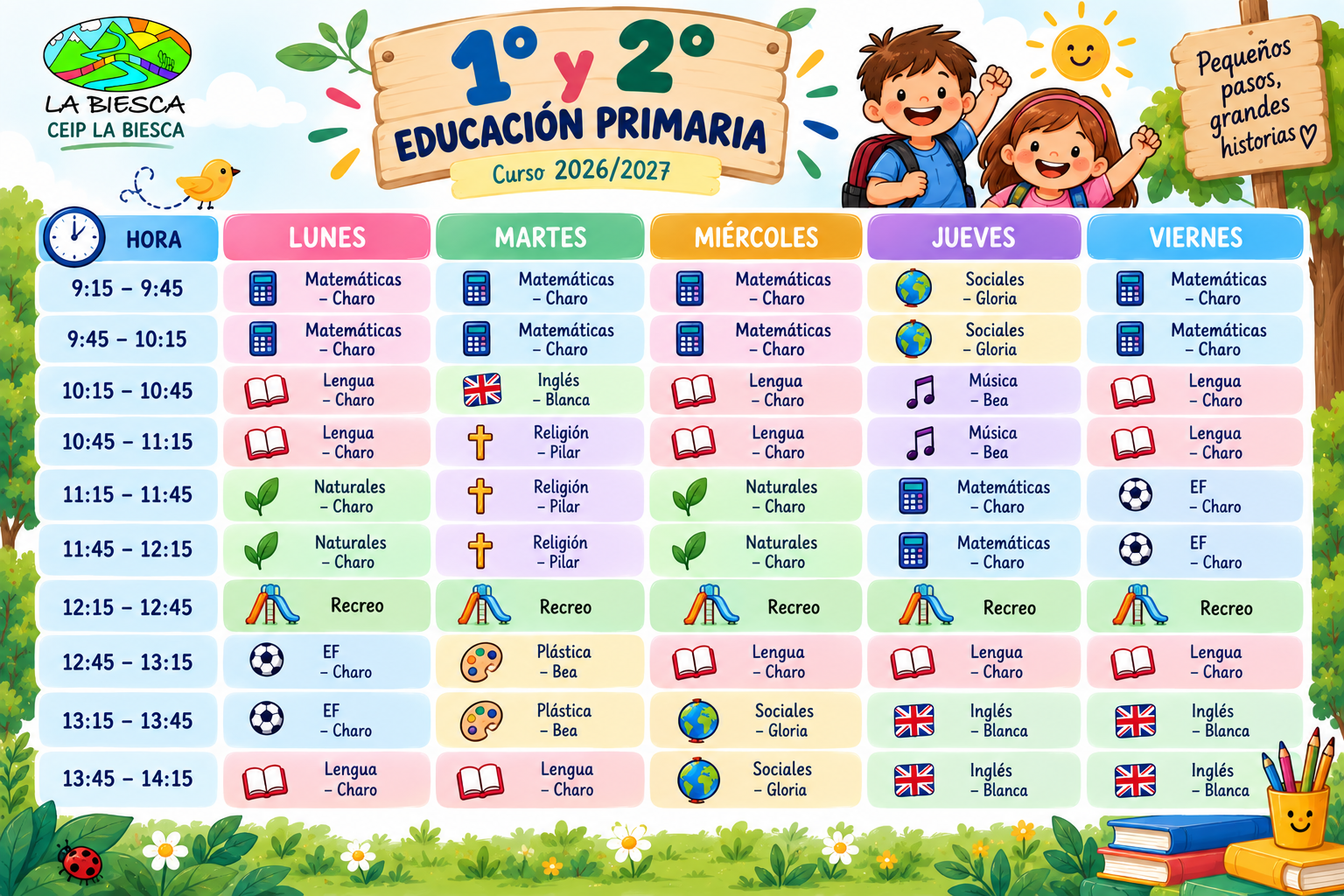 Horario de 1º y 2º E.P. 26-27