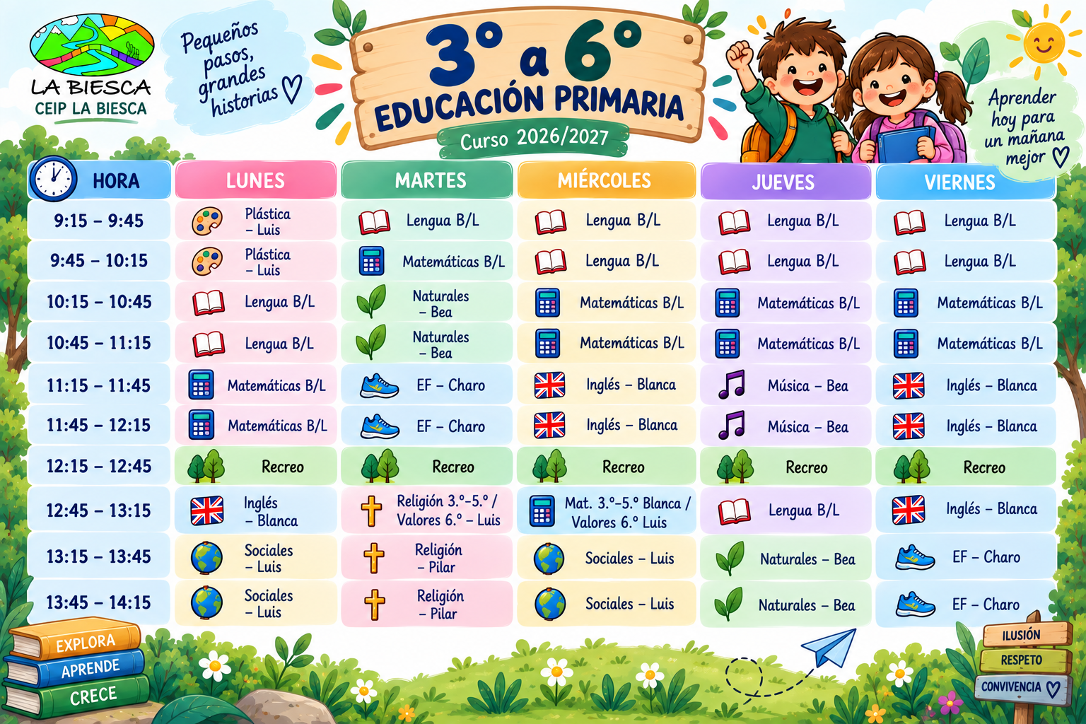 Horario de 3º a 6º E.P. 26-27