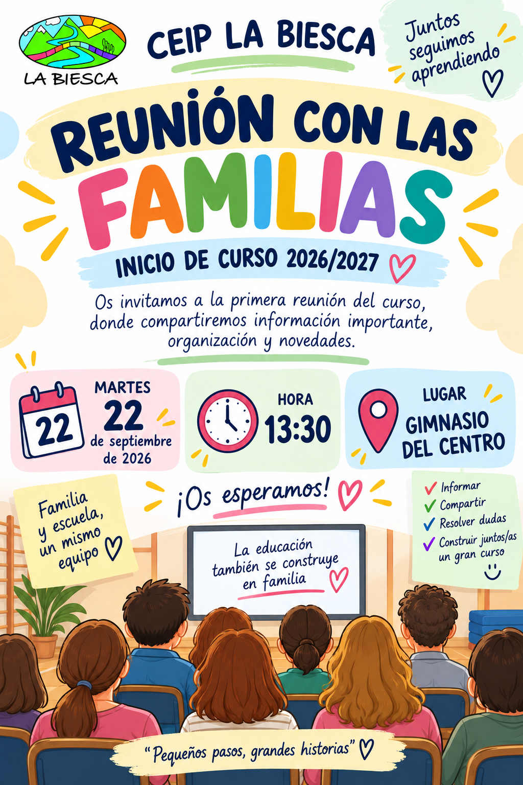 Cartel primera reunión familias 26-27